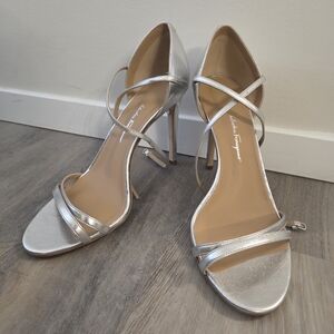 Salvatore Ferragamo Metallic Silver Heels